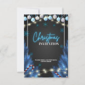 Elegante Blue & Black Christmas Party Einladungen (Rückseite)
