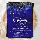 Elegante Blue Black Glitzer Tropfen Geburtstagspar Einladung<br><div class="desc">Laden Sie Freunde und Familie zu Ihrer Geburtstagsfeier mit diesen eleganten blauen und schwarzen Glitzer Tropfen Geburtstagsfeier Einladungen und Party-Vorräte. Diese blauen und schwarzen Einladungen sind auch perfekt für die Rente- und Abschlussfeiern und Feiern, ändern Sie einfach die Veranstaltung in Personalisierung Registerkarte. Dieses blaue und schwarze Glitzer-Design eignet sich perfekt...</div>