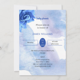 Elegante Blue Blume Baby Dusche individuell angepa Einladung