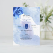 Elegante Blue Blume Custom Wedding Einladung (Stehend Vorderseite)