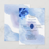 Elegante Blue Blume Custom Wedding Einladung (Vorne/Hinten)