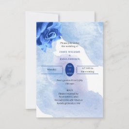 Elegante Blue Blume Custom Wedding Einladung
