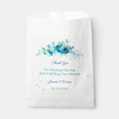 Elegante Blue Blume Custom Wedding Geschenktütchen (Vorderseite)