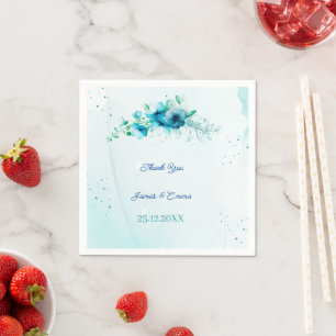 Elegante Blue Blume Custom Wedding Serviette