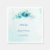 Elegante Blue Blume Custom Wedding Serviette (Vorderseite)
