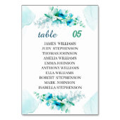 Elegante Blue Blume Custom Wedding Tischnummer (Rückseite)
