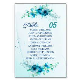 Elegante Blue Blume Custom Wedding Tischnummer