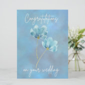 Elegante Blue Blume Herzlichen Glückwunsch Hochzei (Stehend Vorderseite)