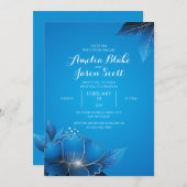 Elegante Blue Blume Hochzeit Einladung (Vorne/Hinten)
