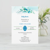 Elegante Blue Blume individuelle Babydusche Einladung (Stehend Vorderseite)