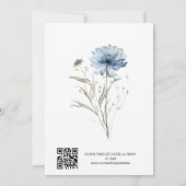 Elegante Blue Blume Moderne QR Code Hochzeit Einladung (Rückseite)