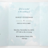Elegante Blue Blume Personalisiert Wedding Dreifach Gefaltete Einladung (Innenseite Mitte)