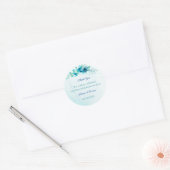 Elegante Blue Blume Personalisiert Wedding Runder Aufkleber (Umschlag)