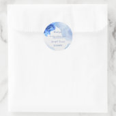 Elegante Blue Blume Personalisiert Wedding Runder Aufkleber (Tasche)