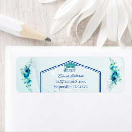 Elegante Blue Blume Personalisierte Rücksendeadres