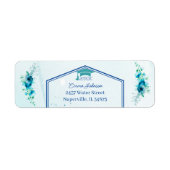 Elegante Blue Blume Personalisierte Rücksendeadres (Vorne)