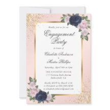 Elegante Blue Blush Gold Engagement Party