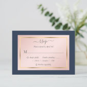 Elegante Blue Blush Gold Wedding RSVP Cards (Stehend Vorderseite)