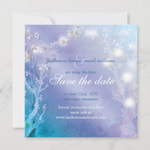 Elegante Blue Blush Wedding Save the Date Card