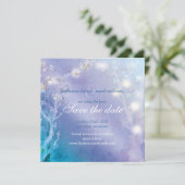Elegante Blue Blush Wedding Save the Date Card (Stehend Vorderseite)