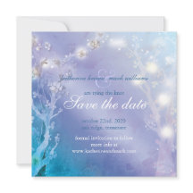 Elegante Blue Blush Wedding Save the Date Card