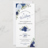 Elegante Blue Boho Rose mit Details Hochzeit Einladung (Vorderseite)