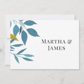 Elegante Blue Botanical Wedding Dankeschön Card Dankeskarte (Rückseite)