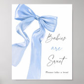 Elegante Blue Bow Baby Shower Babies sind süß Poster (Vorne)