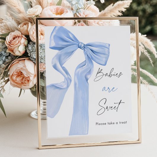 Elegante Blue Bow Baby Shower Babies sind süß Poster