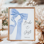 Elegante Blue Bow Baby Shower Books and Gifts Poster