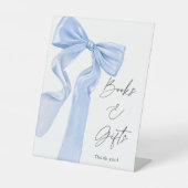 Elegante Blue Bow Baby Shower Books and Gifts Sockelschild (Vorderseite)