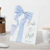 Elegante Blue Bow Baby Shower Books and Gifts Sockelschild (In SItu)