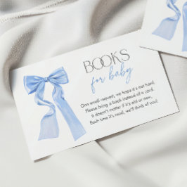 Elegante Blue Bow Baby Shower Books for Baby Begleitkarte