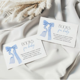 Elegante Blue Bow Baby Shower Books for Baby Begleitkarte