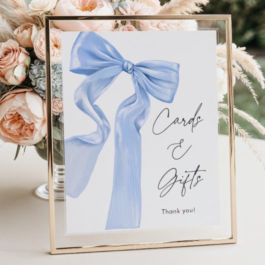 Elegante Blue Bow Baby Shower Cards und Geschenke Poster