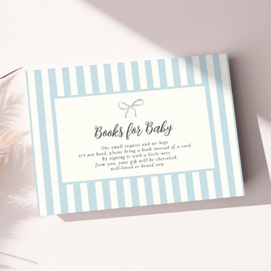 Elegante Blue Bow Baby Shower Windschutzscheibe Begleitkarte