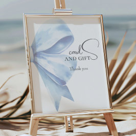 Elegante Blue Bow Babyduschkarten und Geschenke Poster