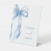 Elegante Blue Bow Cards und Geschenke Sockelschild (Vorderseite)