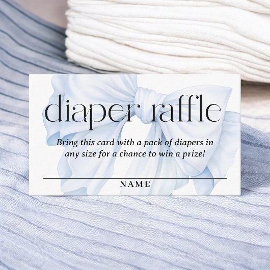 Elegante Blue Bow Diaper Raffle Boy Baby Dusche Begleitkarte