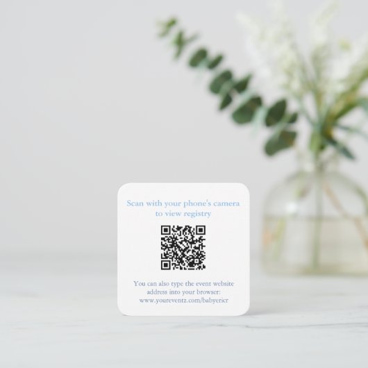 Elegante Blue Bow QR Code Duwer Registry oder UAWG Begleitkarte (Stehend Vorderseite)
