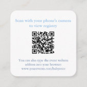 Elegante Blue Bow QR Code Duwer Registry oder UAWG Begleitkarte (Vorderseite)