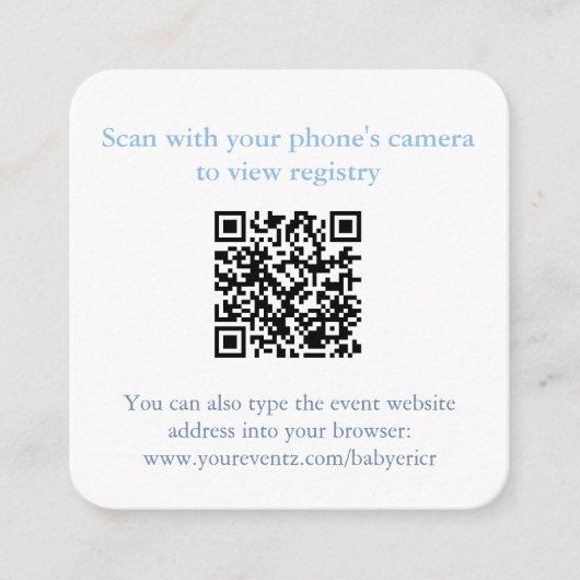 Elegante Blue Bow QR Code Duwer Registry oder UAWG Begleitkarte (Vorderseite)