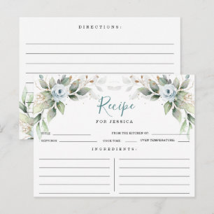 Elegante Blue Brautparty Rezept Card Postkarte