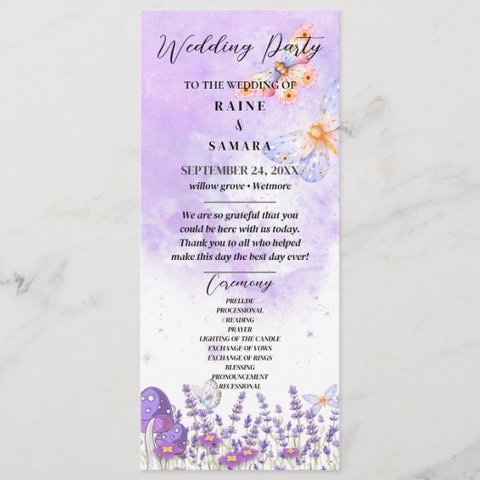 Elegante Blue Butterfly Rustic Watercolor Wedding Menükarte (Vorderseite)
