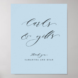 Elegante Blue Cards und Geschenke Wedding Sign Poster
