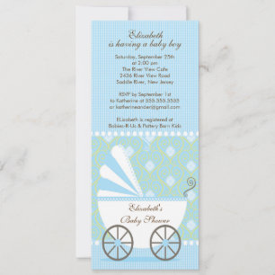Elegante Blue Carriage Boy Baby Shower Einladung