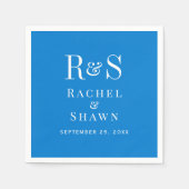 Elegante Blue Chic Moderne Monogram Wedding Serviette (Vorderseite)