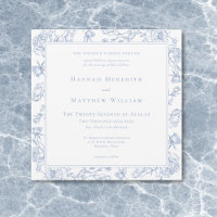 Elegante Blue Chinoiserie Bird & Wappen Wedding