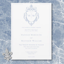 Elegante Blue Chinoiserie Bird & Wappen Wedding