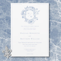 Elegante Blue Chinoiserie Bird & Wappen Wedding